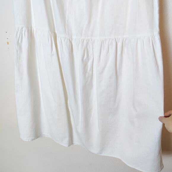 Saks Fifth Avenue Linen Cotton White Tiered Pull On Tiered Maxi Skirt XL Coastal - Picture 4 of 8